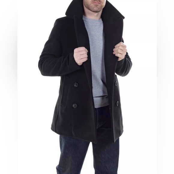 Schott Perfecto 100% Wool Black Melton Peacoat STYLE: 764 - Picture 2 of 9